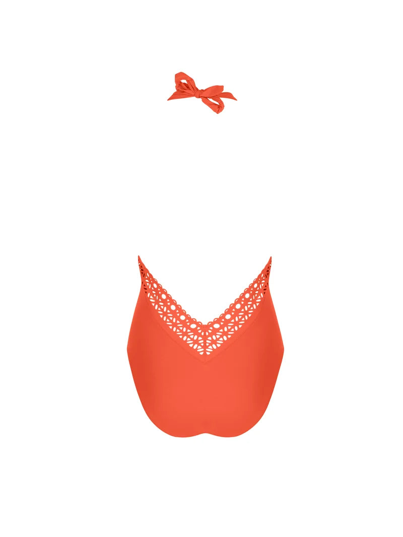 Lise Charmel Swimwear - Ajourage Couture Plunging Back And Front Halter Swimsuit Ajourage Papaye