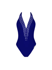 Lise Charmel Swimwear - Ajourage Couture Plunging Back And Front Halter Swimsuit Ajourage Outremer