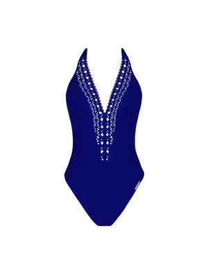 Lise Charmel Swimwear - Ajourage Couture Plunging Back And Front Halter Swimsuit Ajourage Outremer