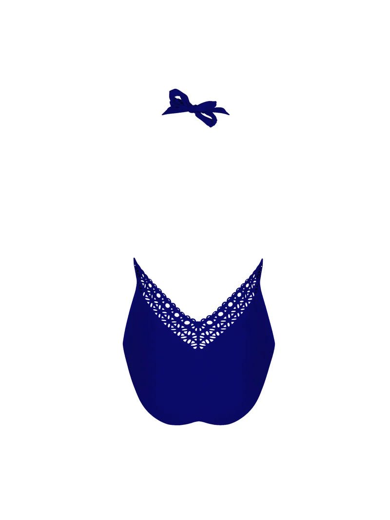 Lise Charmel Swimwear - Ajourage Couture Plunging Back And Front Halter Swimsuit Ajourage Outremer