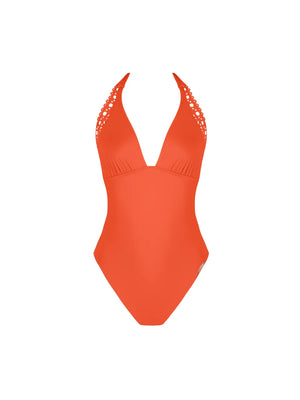 Lise Charmel Swimwear - Ajourage Couture Plunging Back Halter Swimsuit Ajourage Papaye