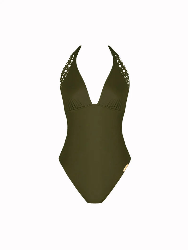 Lise Charmel Swimwear - Ajourage Couture Plunging Back Halter Swimsuit Ajourage Avocat