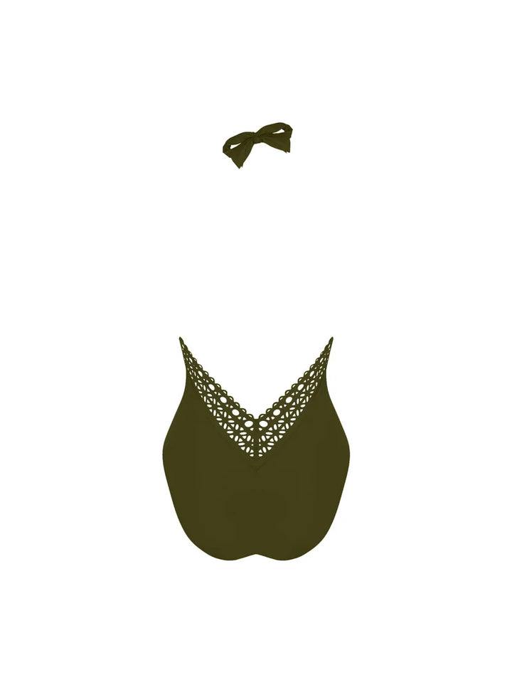 Lise Charmel Swimwear - Ajourage Couture Plunging Back Halter Swimsuit Ajourage Avocat