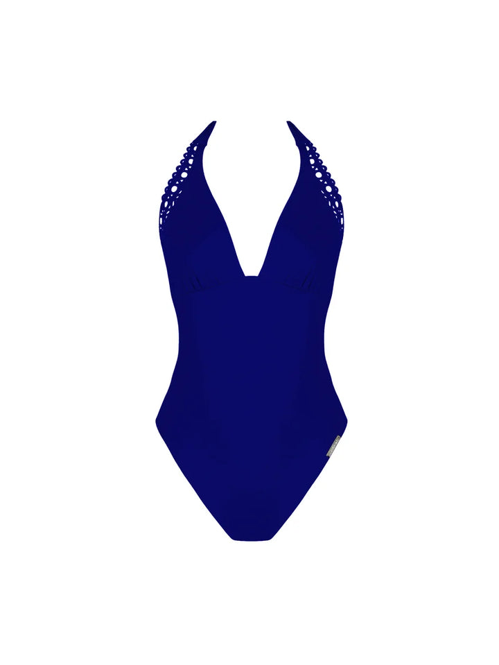 Lise Charmel Swimwear - Ajourage Couture Plunging Back Halter Swimsuit Ajourage Outremer
