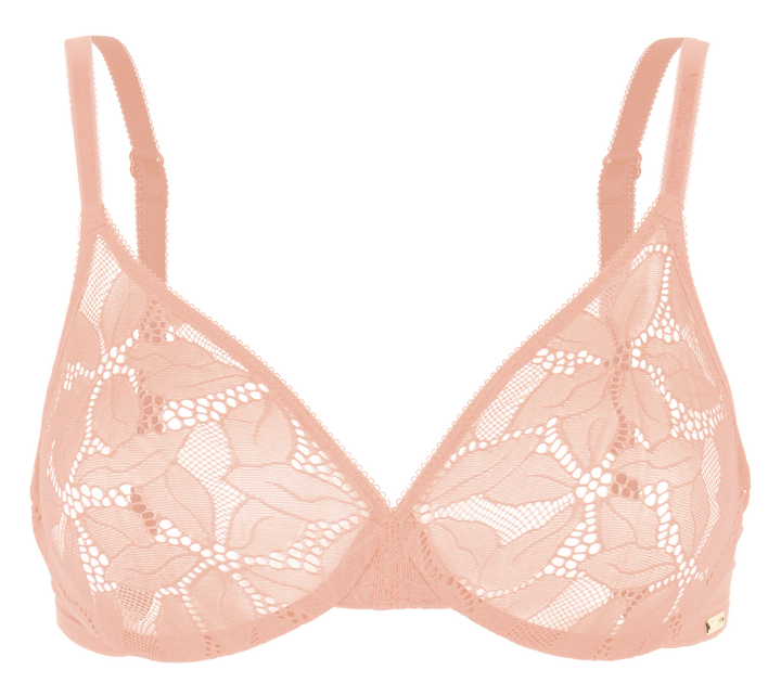 Gossard - 光面蓮花透明模製胸罩咖啡奶油色