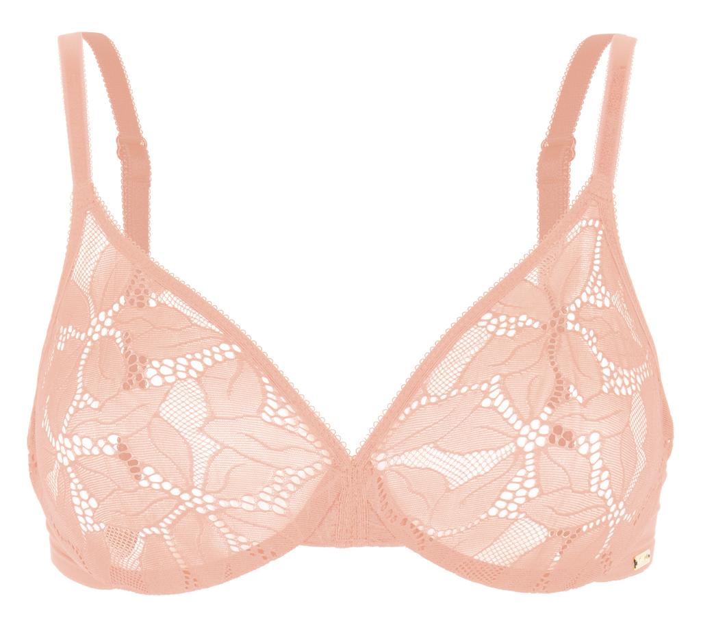 Gossard Womens Glossies Lace Sheer Moulded Bra, 32B, Nude 
