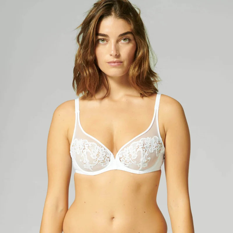 Simone Perele - Saga Sheer Plunge Bra White