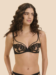 Simone Perele - Saga Sheer Plunge Bra Black Tattoo