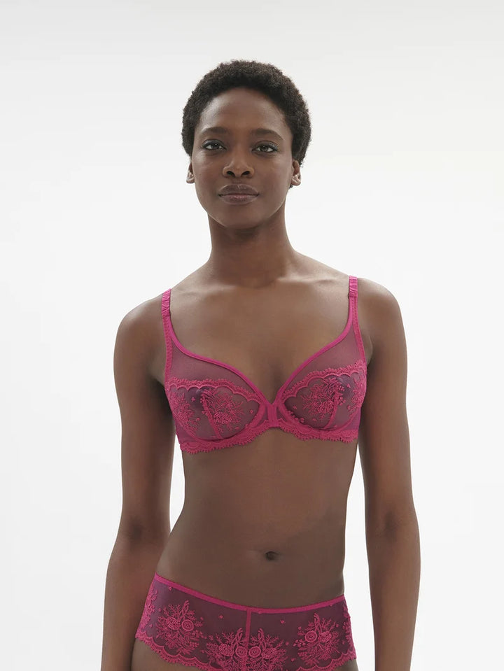 Simone Perele - Intrigue Sheer Plunge Bra Disco Pink