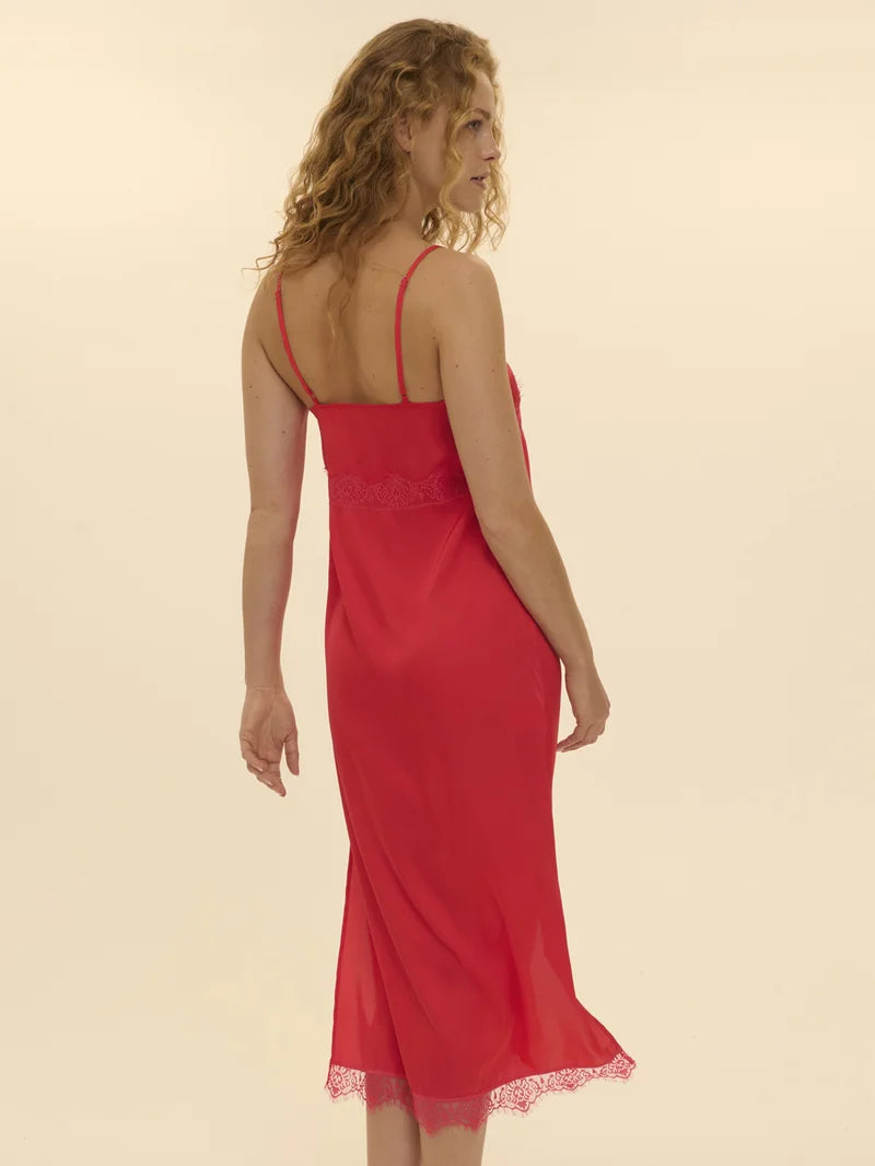 Simone Perele - Satin Secrets Long Nightdress Flamingo