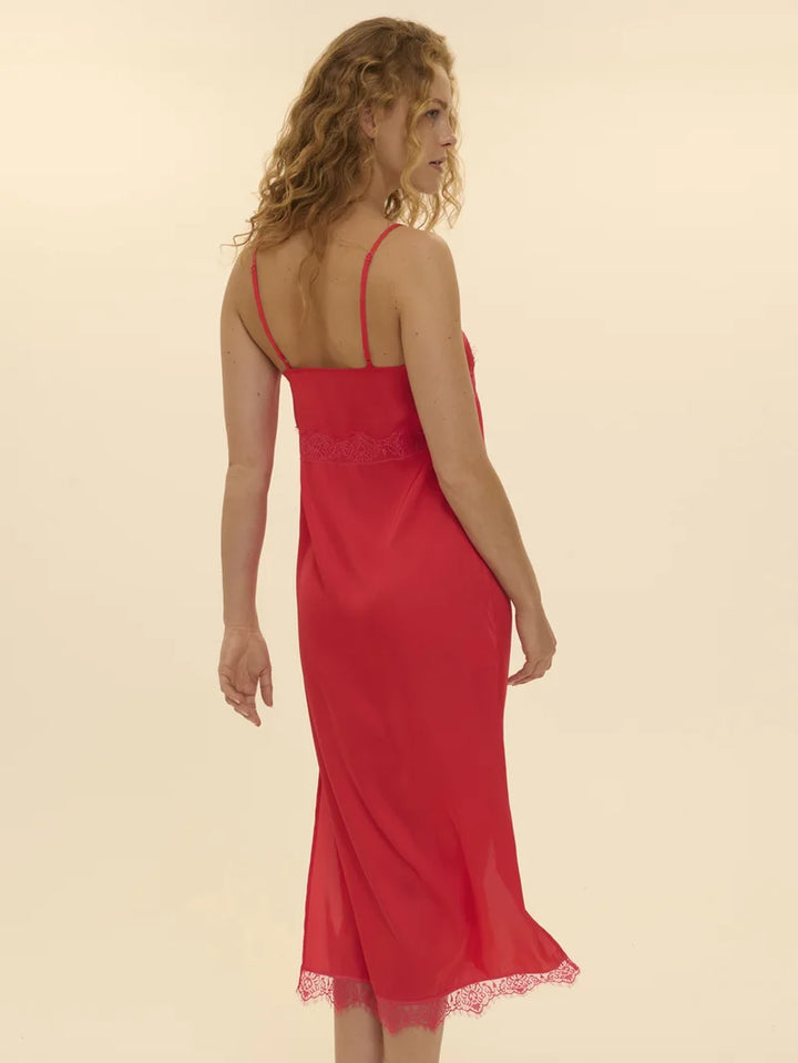 Simone Perele - Satin Secrets Long Nightdress Flamingo