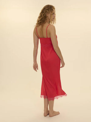 Simone Perele - Satin Secrets Long Nightdress Flamingo