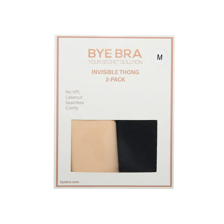 ByeBra - Bum Lifts & Underwear 2- Pack Invisible Thong Beige & Black