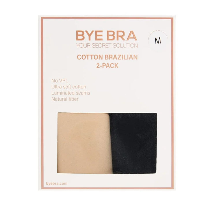 ByeBra - Bum Lifts & Underwear 2-Pack Cotton Brazilian Beige & Black