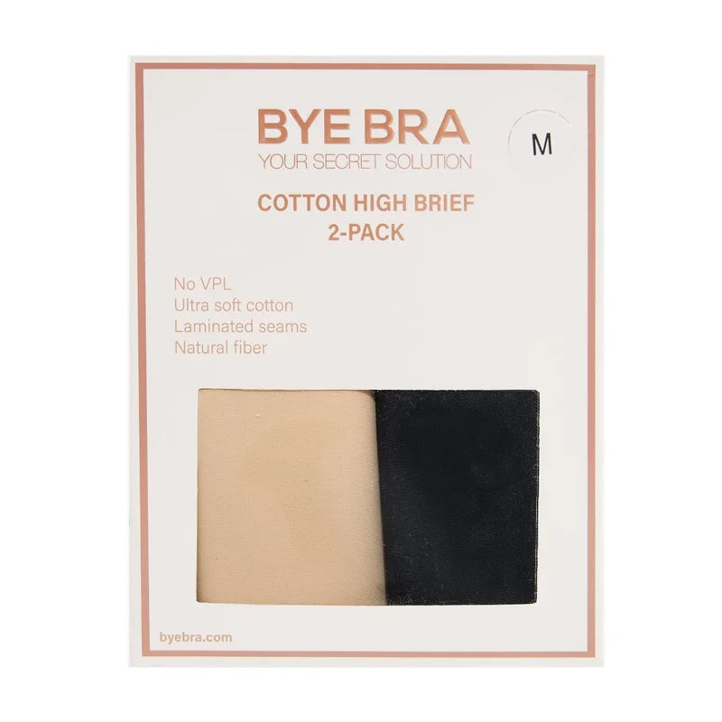 ByeBra - Bum Lifts & Underwear 2-Pack Cotton High Brief Beige & Black