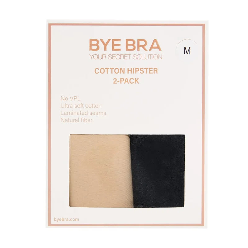 ByeBra - Bum Lifts & Underwear 2-Pack Cotton Hipster Beige & Black