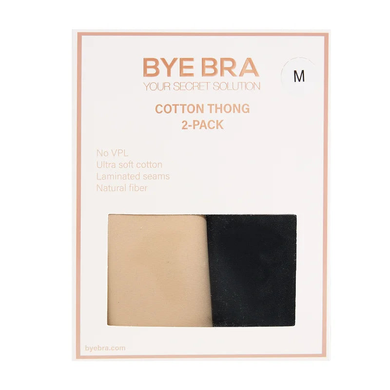 ByeBra - Bum Lifts & Underwear 2-Pack Cotton Thong Beige & Black