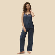 Simone Perele - Satin Secrets Silk Trouser Pant Feline Blue