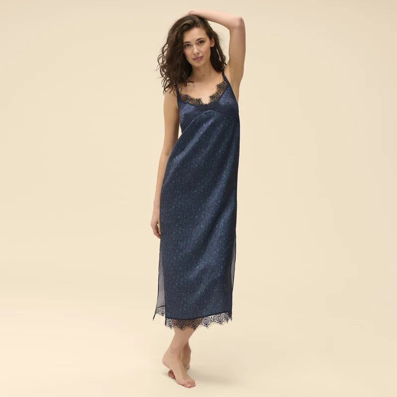 Simone Perele - Satin Secrets Long Nightdress Feline Blue