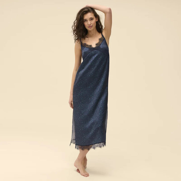 Simone Perele - Satin Secrets Long Nightdress Feline Blue