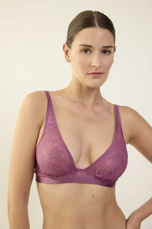 Lejaby - Silk N Lace Underwire Triangle Bra Rubis Rose