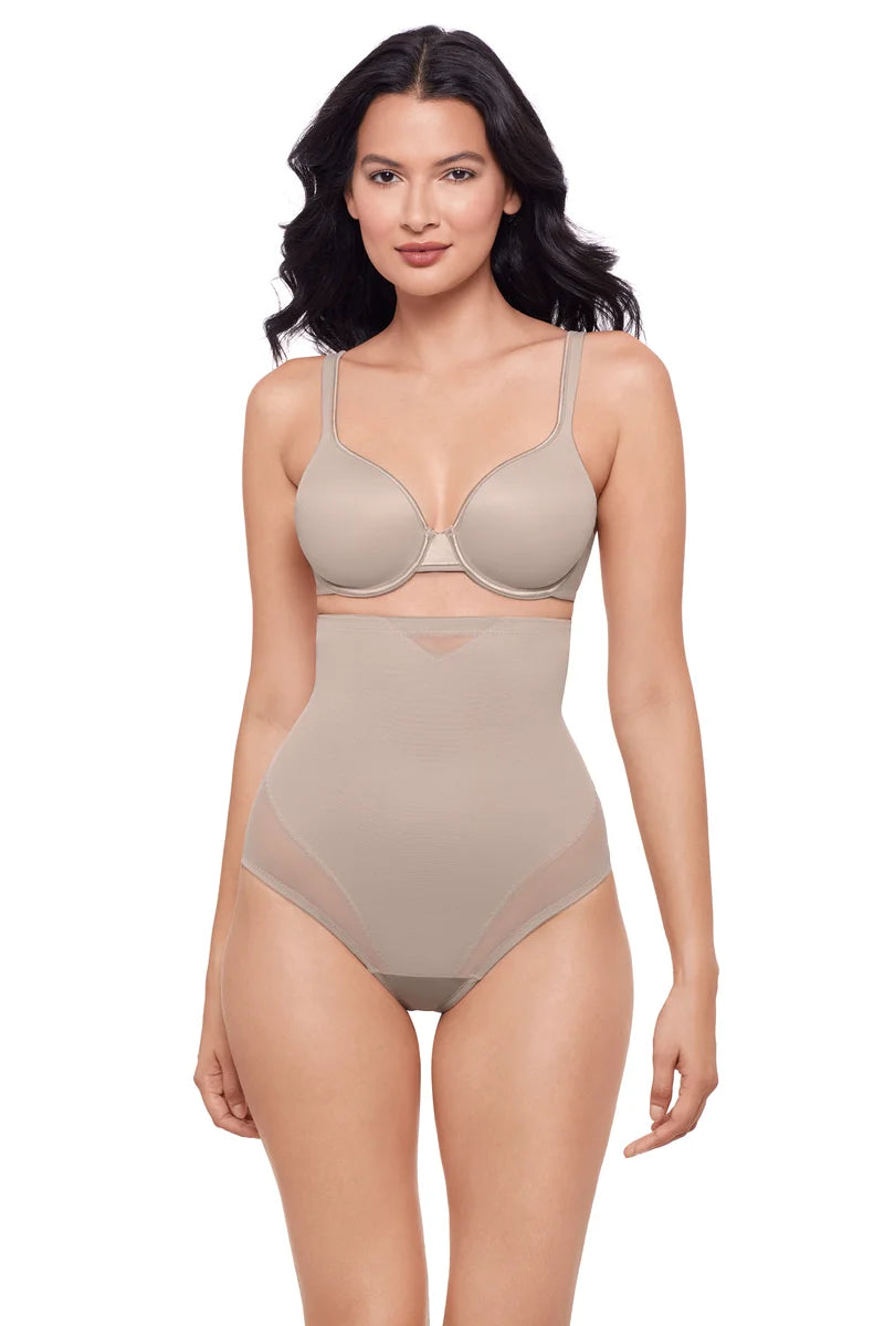 Miraclesuit Shapewear - Sexy Sheer Hi-Waist Thong Stucco