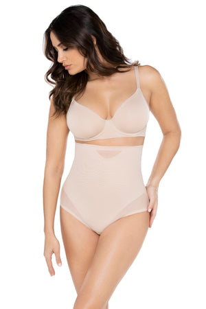 Miraclesuit Shapewear - Sexy Sheer Hi Waist Thong Warm Beige