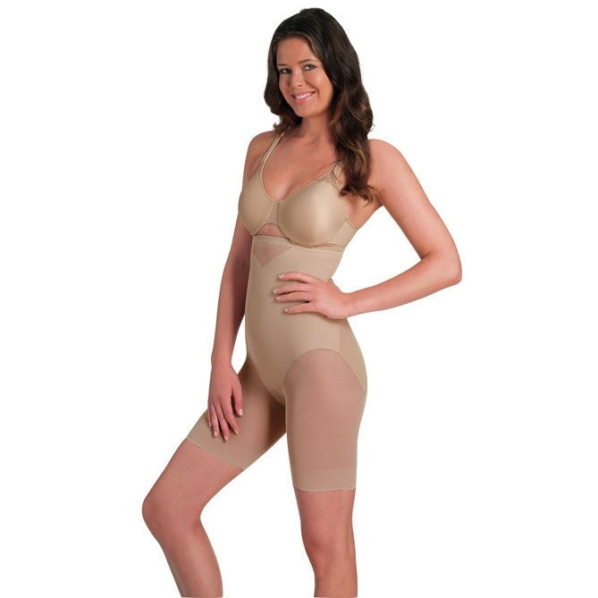 Miraclesuit Shapewear - Sexy Sheer Hi Waist Thigh Slimmer Warm Beige Shapewear Long Leg Miraclesuit Shapewear 