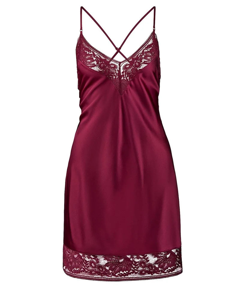 Aubade - Midnight Whisper Long Nightdress Crimson Red