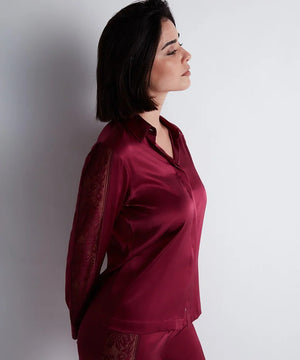 Aubade - Midnight Whisper Blouse Crimson Red