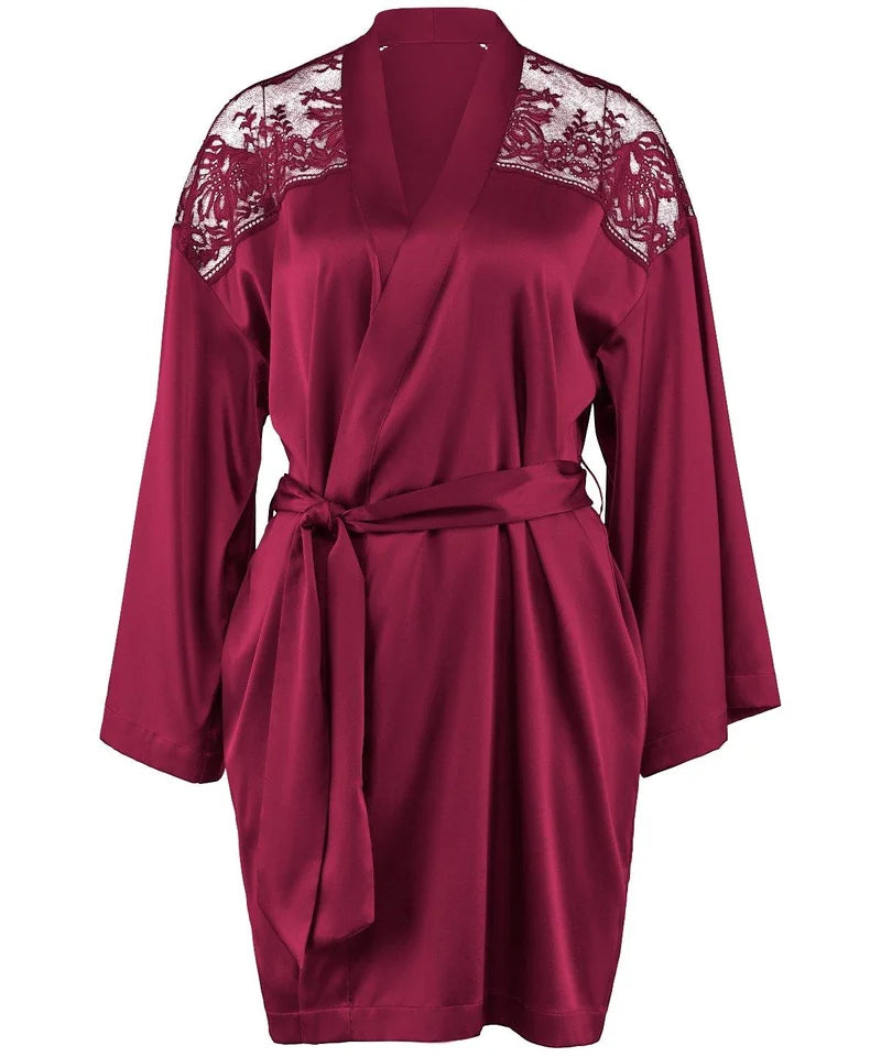 Aubade - Midnight Whisper Kimono Crimson Red