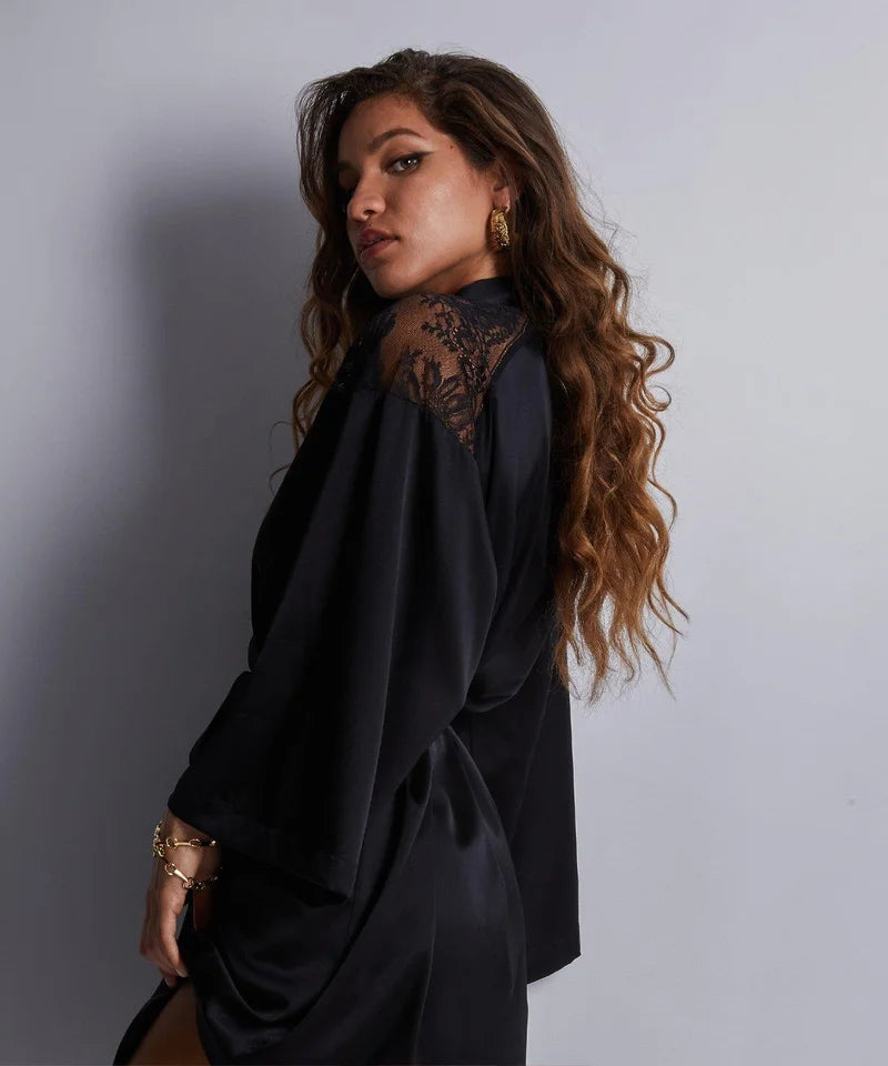 Aubade - Midnight Whisper Kimono Noir