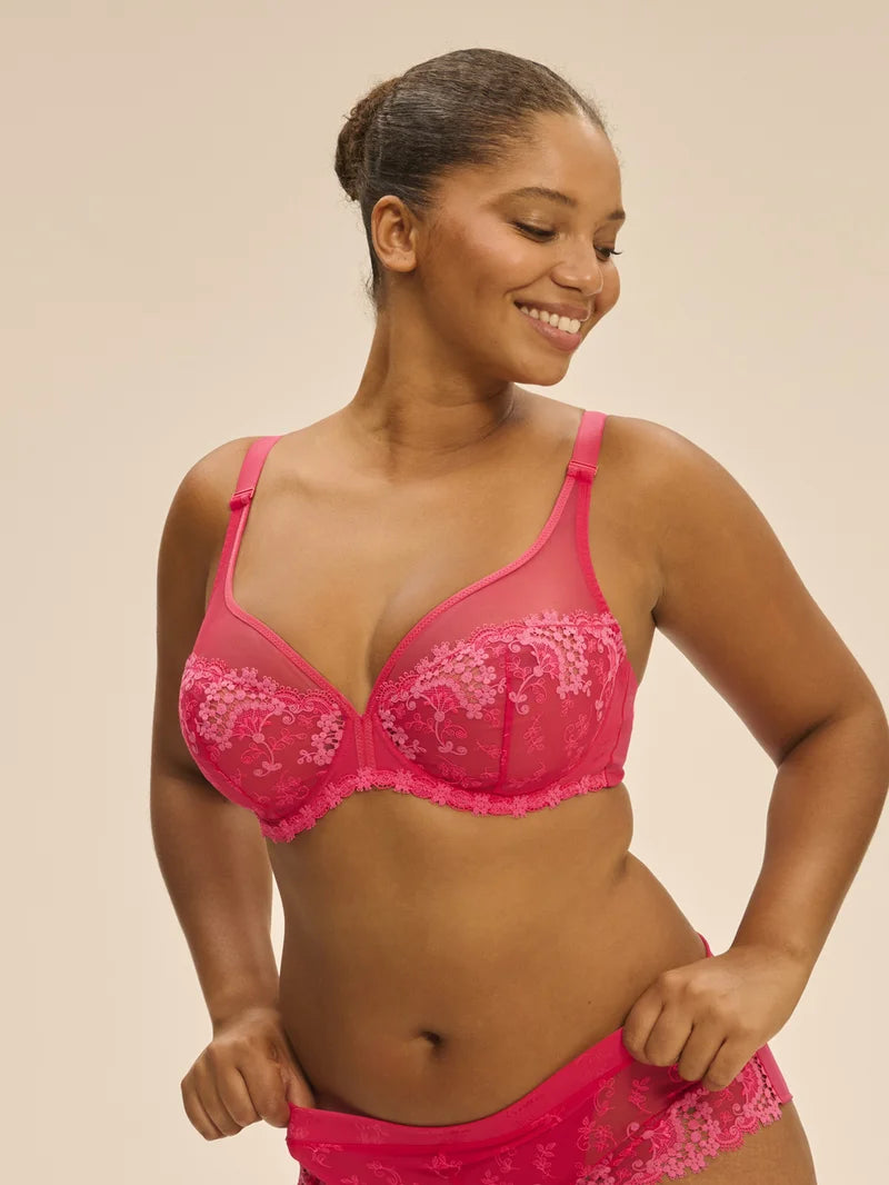 Simone Perele - Wish Sheer Plunge Bra Fabulous Pink