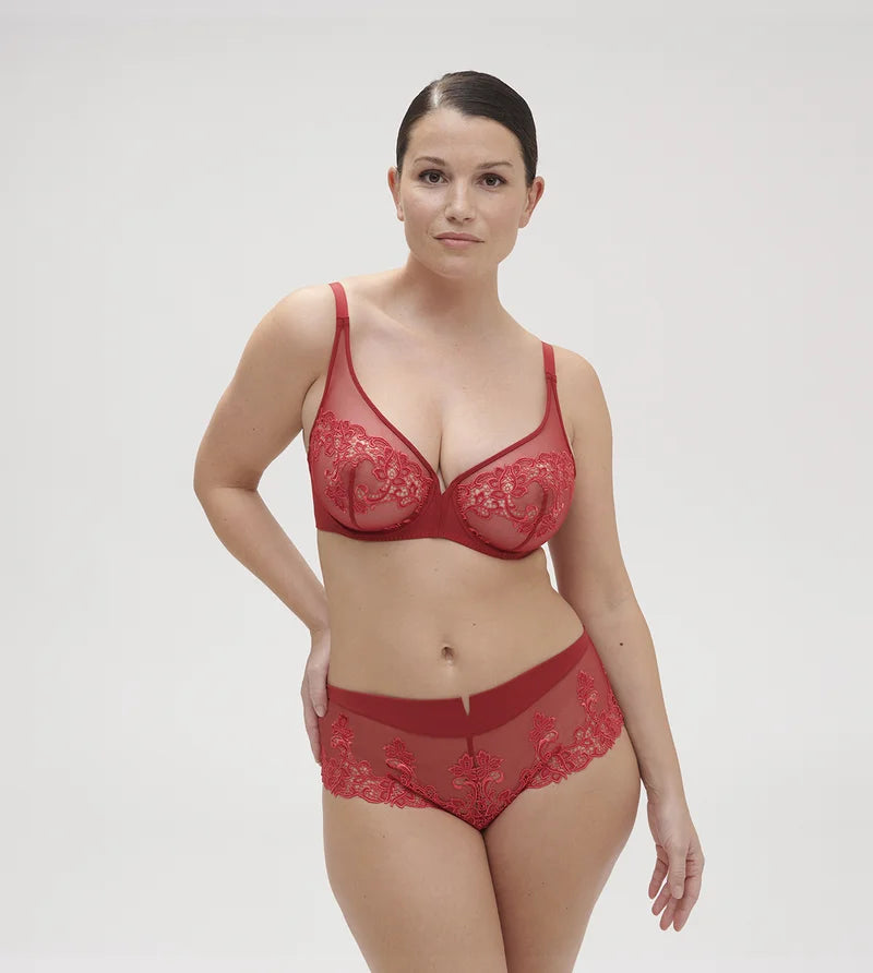 Simone Perele - Saga Sheer Plunge Bra Lipstick
