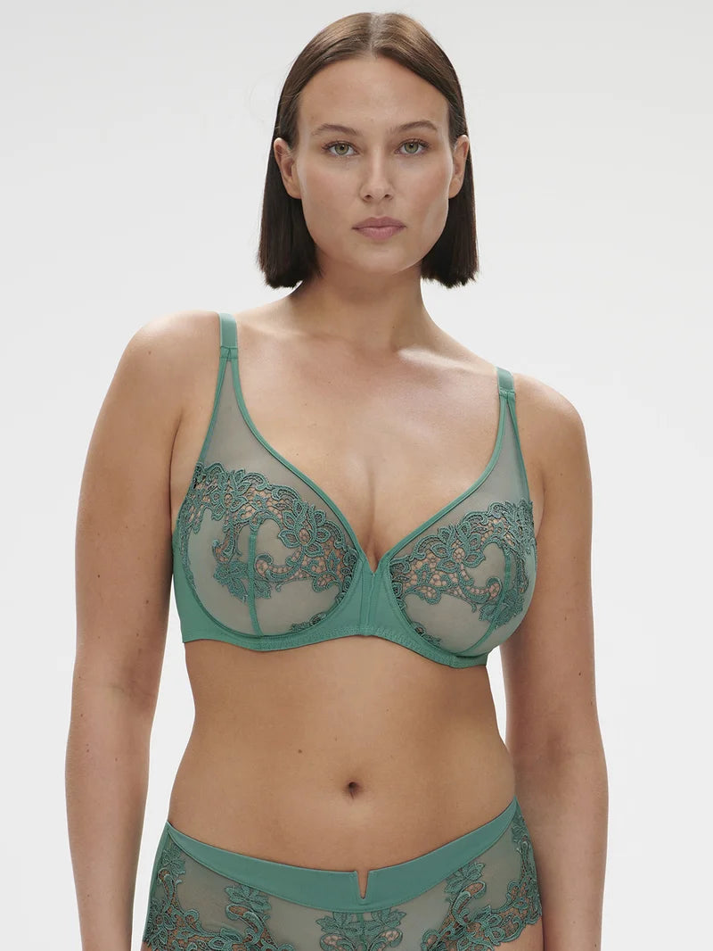 Simone Perele - Saga Sheer Plunge Bra Garden Green