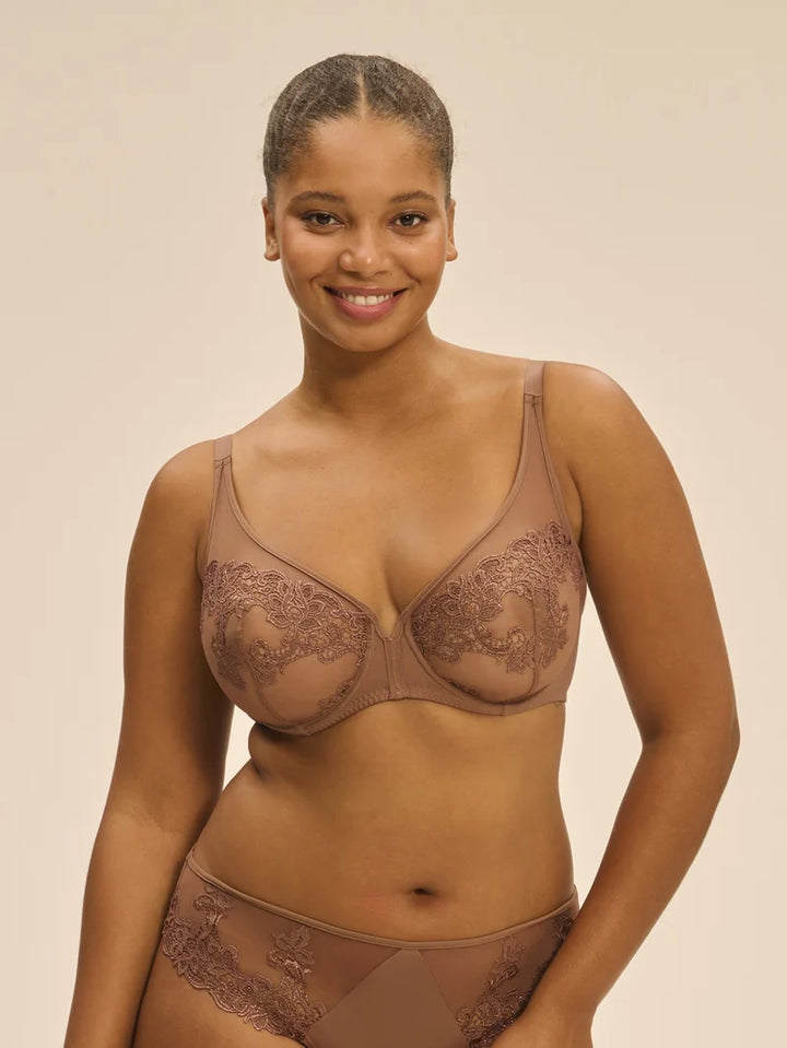 Simone Perele - Saga Sheer Plunge Bra Tender Brown