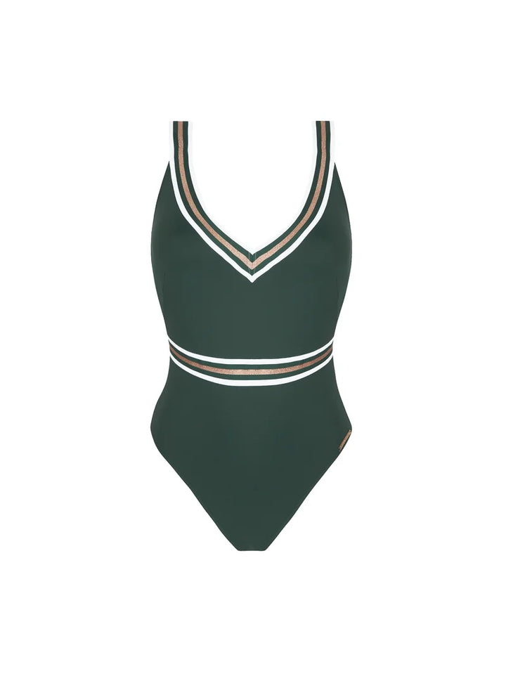 Lise Charmel Swimwear - Energie Nautique Wireless Cross Back Swimsuit Cypres Nautique