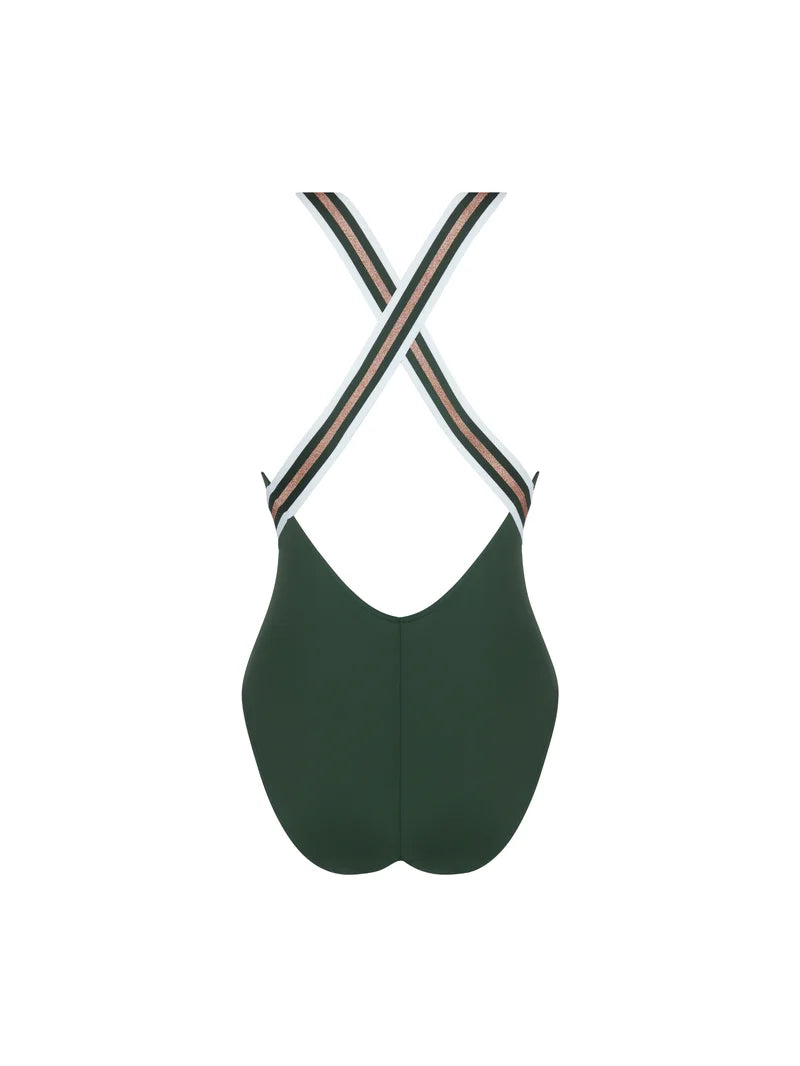 Lise Charmel Swimwear - Energie Nautique Wireless Cross Back Swimsuit Cypres Nautique