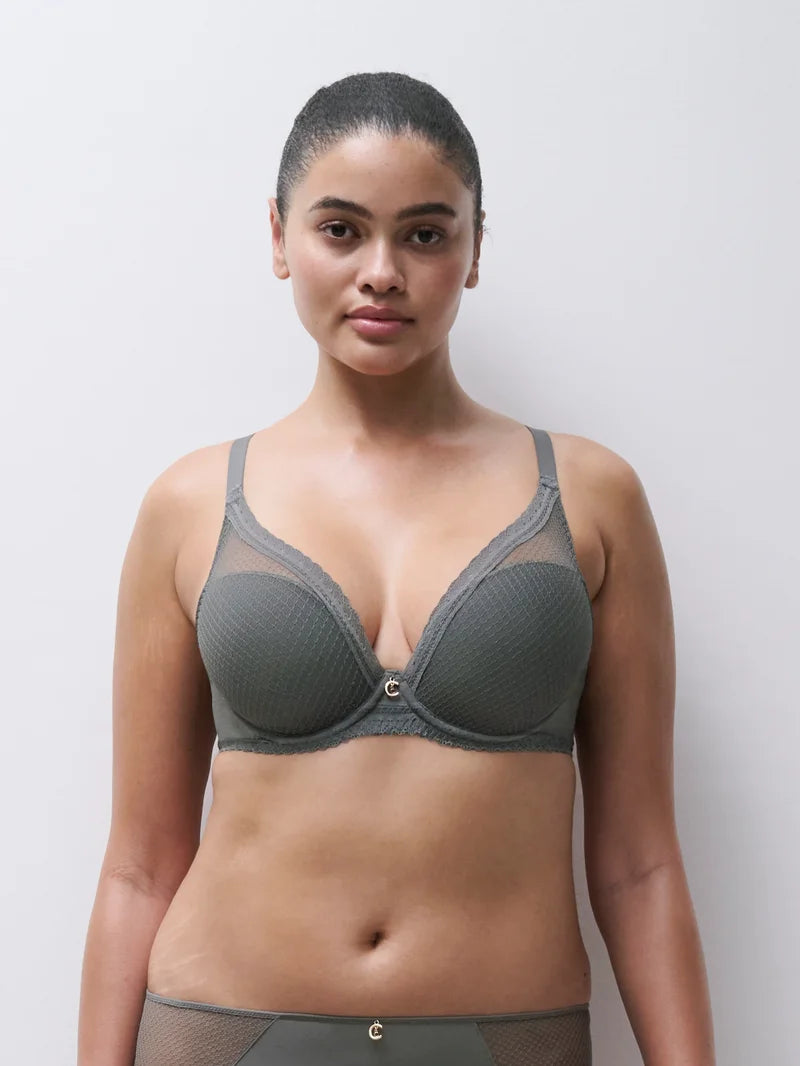 Chantelle - Romance Plunge T-Shirt Bra Vert Argile