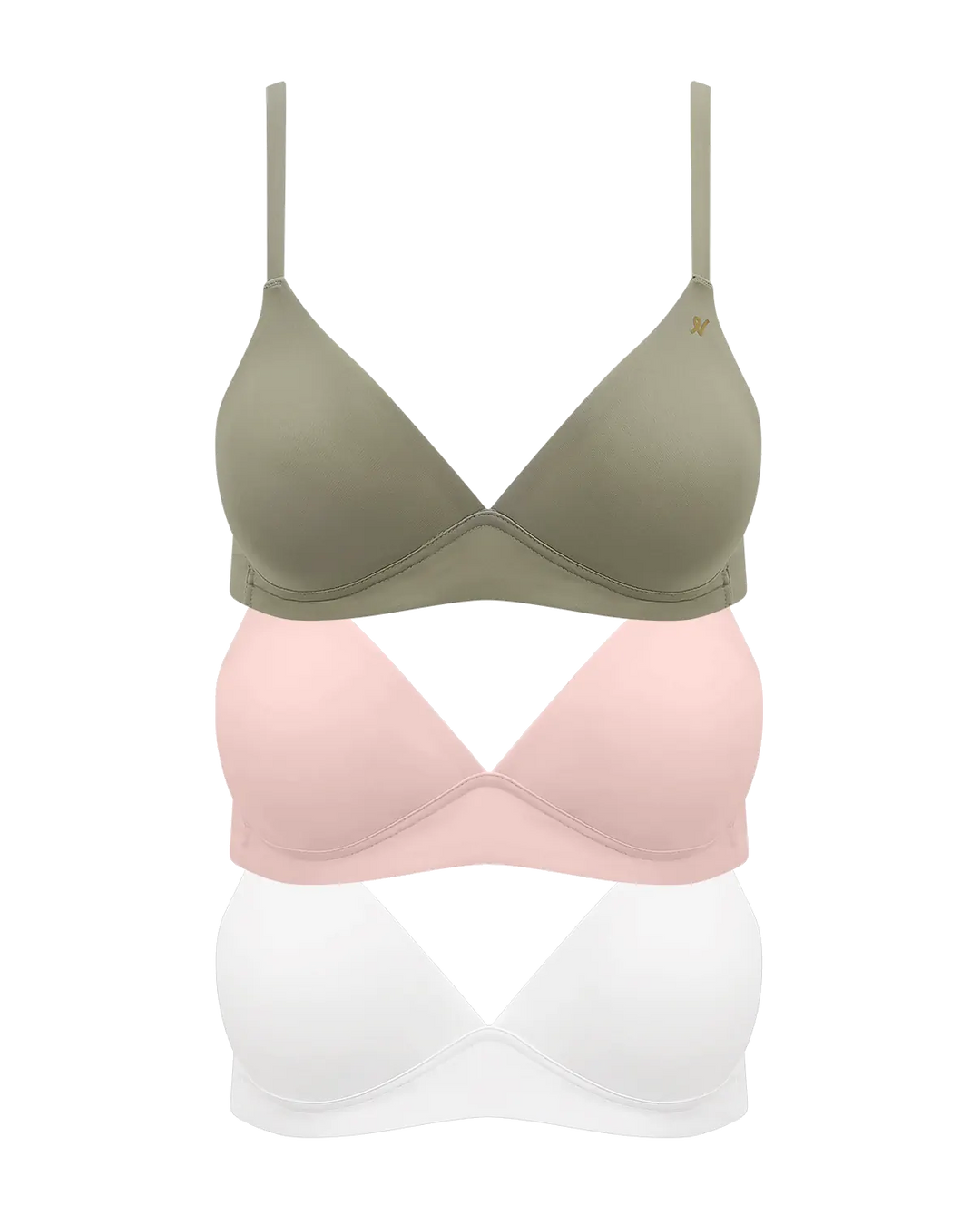 Nudea - Stretch Easy Does It Bralette Bundle 3 Pack Pink/White/Sage