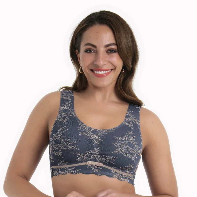 Anita - Essential Lace Bralette Padded Cups Grey/Rose