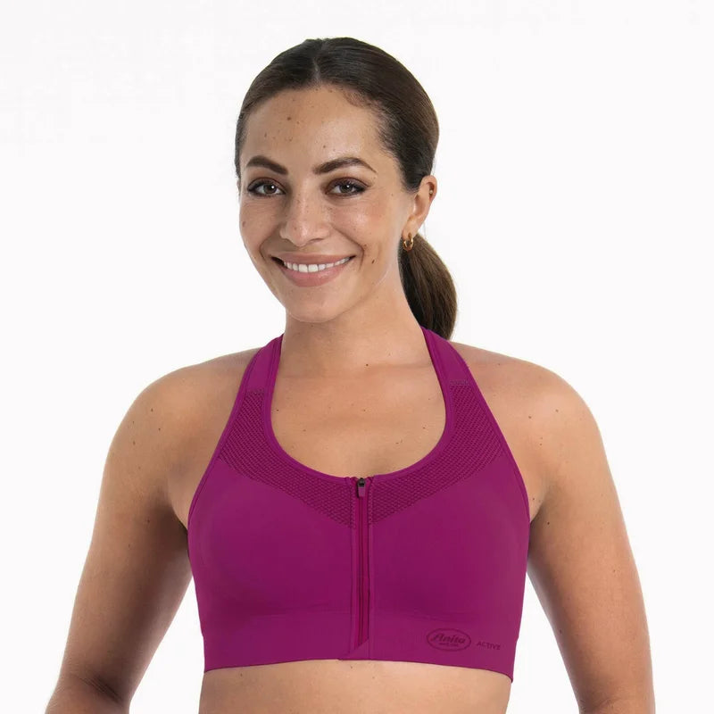 Anita Active - EasyMove Moulded Front Closure Zip Sports Top Candy Pink