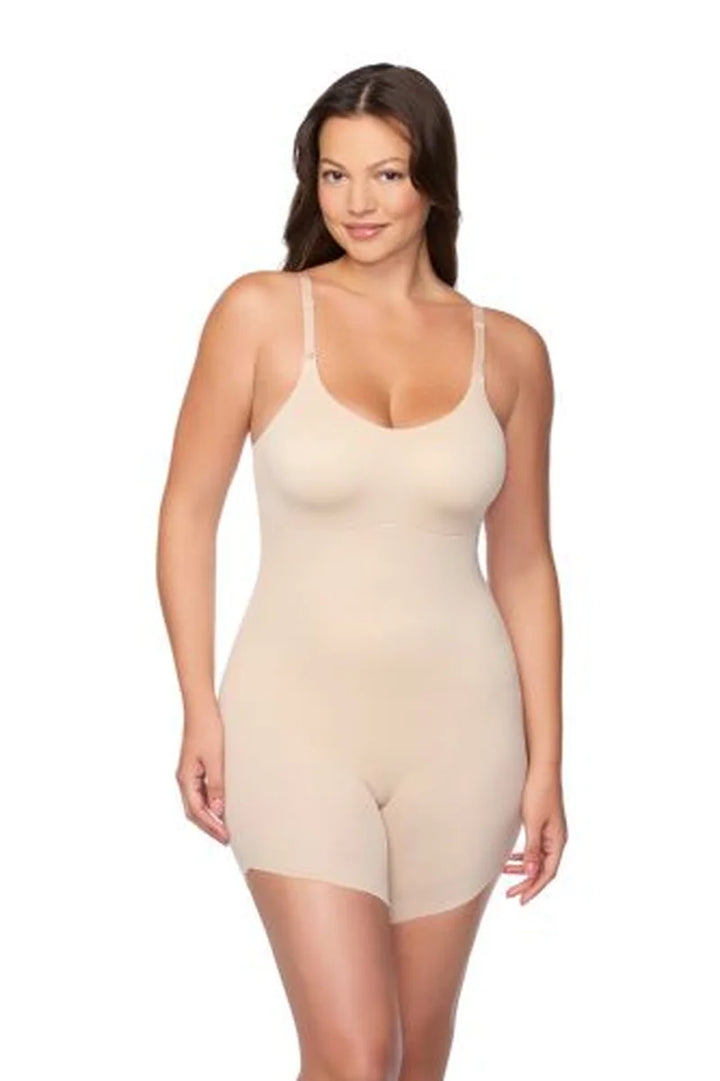 Naomi & Nicole Shapewear - Sidekick Slanted Hem Low Back Bodysuit Warm Beige