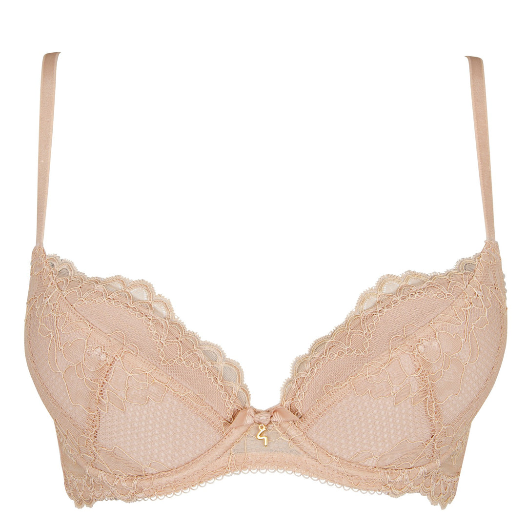 Gossard - Reggiseno Superboost imbottito in pizzo con scollo profondo Beige