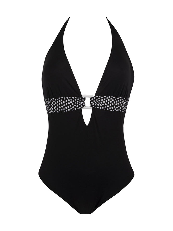 Antigel by Lise Charmel - La Muse Dolce Vita Non-Wired Halter Neck Swimsuit Poise Noir Plunge Swimsuit Antigel by Lise Charmel Swimwear 
