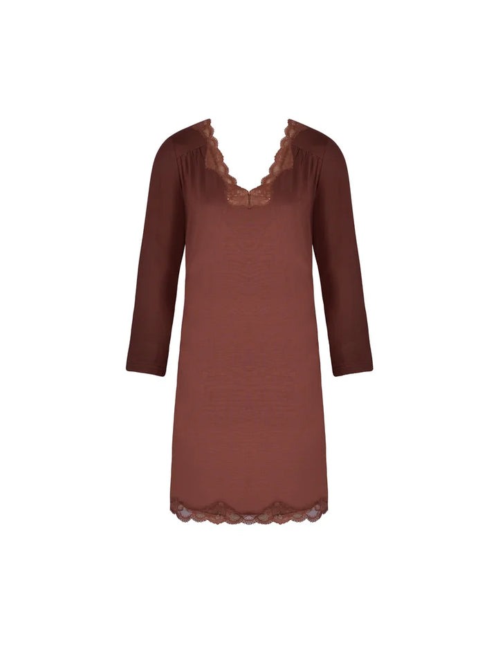 Antigel by Lise Charmel - Simply Perfect Long Capped Sleeved Nighty Chataigne