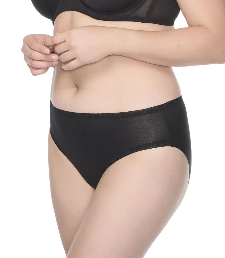 Naomi & Nicole Shapewear - Cotton With Lace Hipster Black
