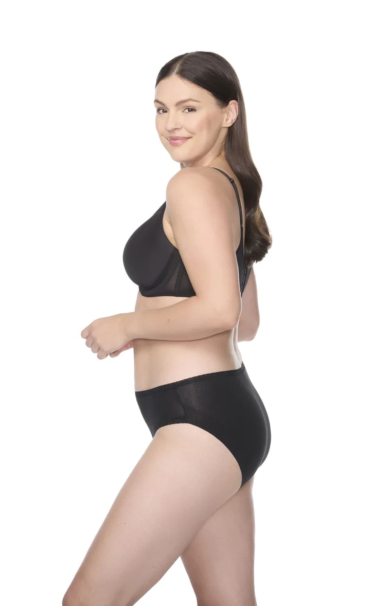Naomi & Nicole Shapewear - Cotton With Lace Hipster Black