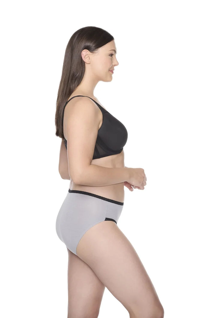 Naomi & Nicole Shapewear - Cotton With Lace Hipster Ultimate Grey