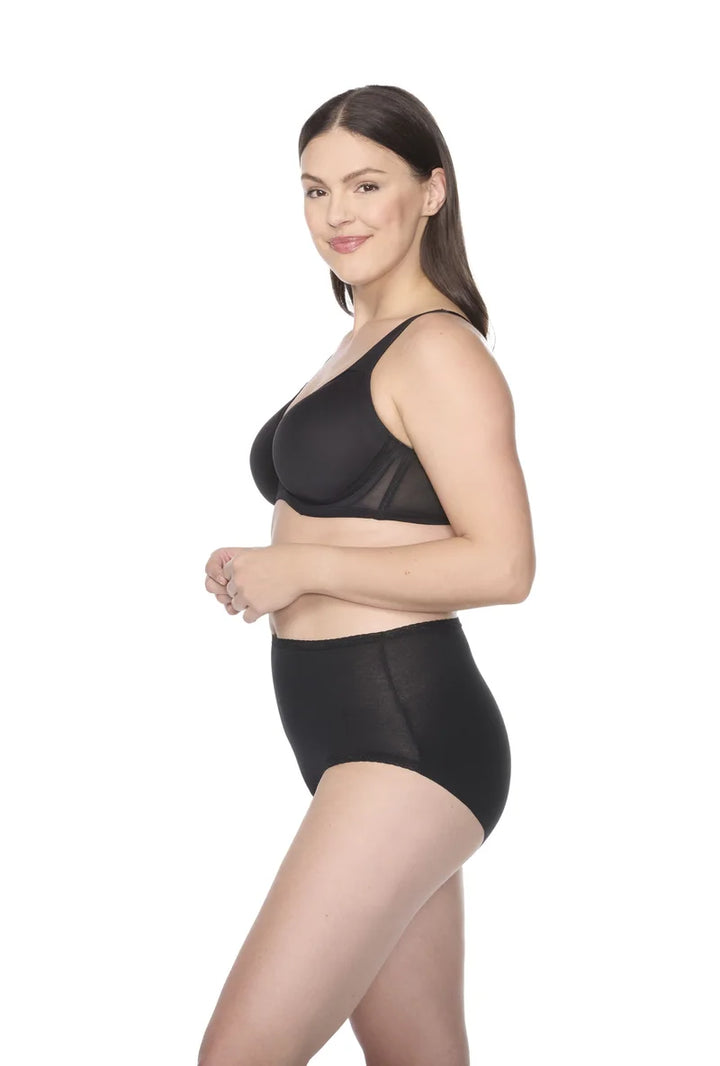 Naomi & Nicole Shapewear - Cotton With Lace Brief Black